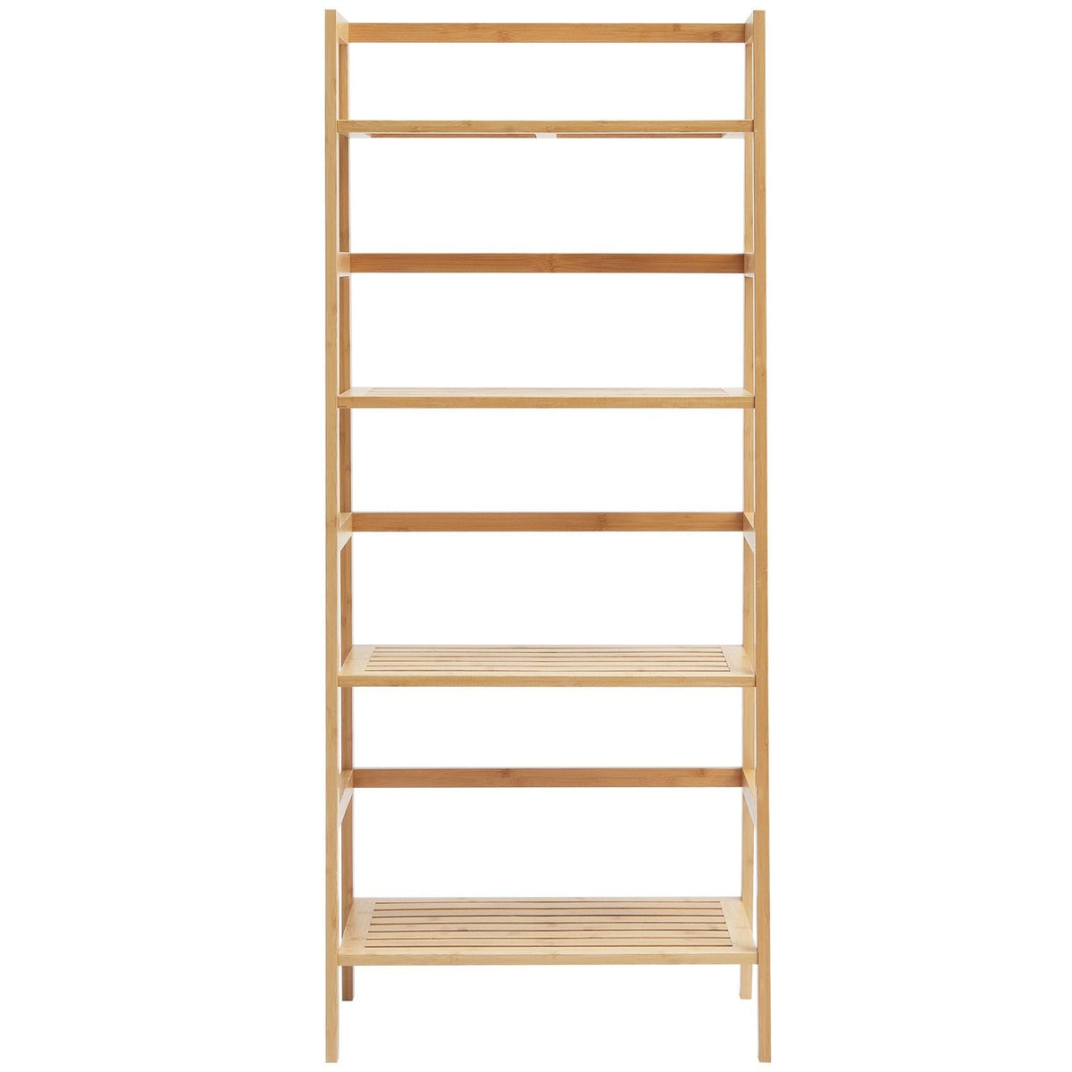 4-Tier Bamboo Ladder Shelf, Trapezoid Open Bookcase, Display Storage Rack Organizer, Freestanding Flower Plant Stand, Ladder Bookshelf Ideal for Bathroom, Bedroom, Office, Study, Natural
