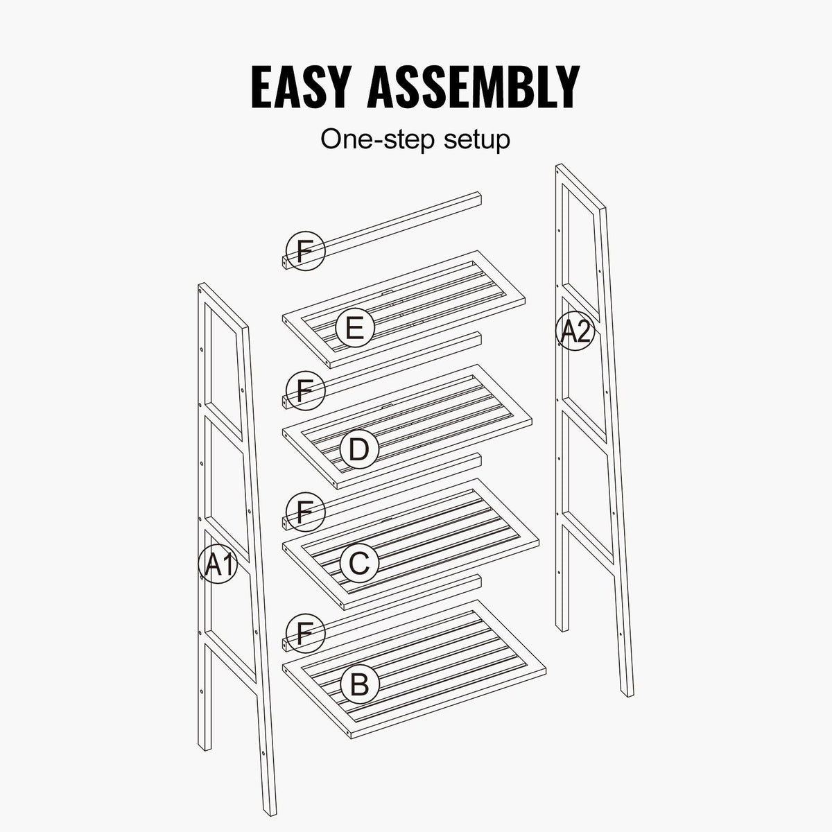 4-Tier Bamboo Ladder Shelf, Trapezoid Open Bookcase, Display Storage Rack Organizer, Freestanding Flower Plant Stand, Ladder Bookshelf Ideal for Bathroom, Bedroom, Office, Study, Natural