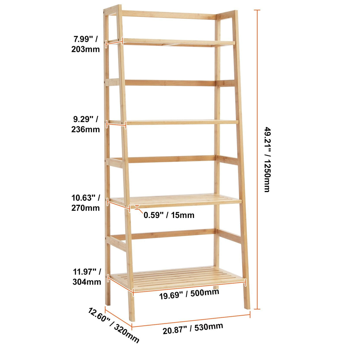 4-Tier Bamboo Ladder Shelf, Trapezoid Open Bookcase, Display Storage Rack Organizer, Freestanding Flower Plant Stand, Ladder Bookshelf Ideal for Bathroom, Bedroom, Office, Study, Natural