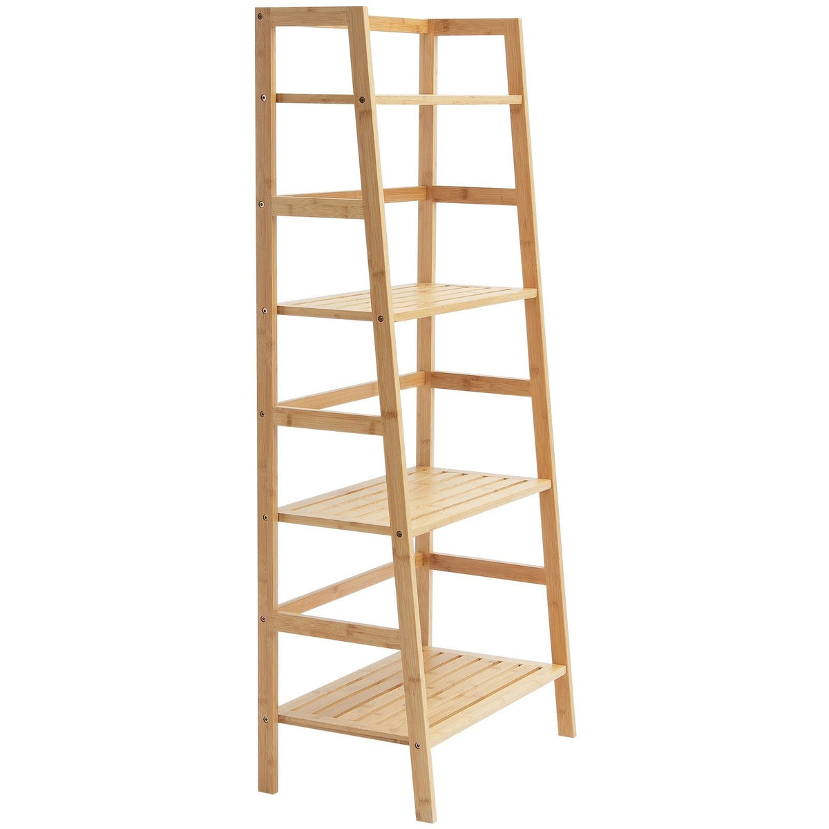 4-Tier Bamboo Ladder Shelf, Trapezoid Open Bookcase, Display Storage Rack Organizer, Freestanding Flower Plant Stand, Ladder Bookshelf Ideal for Bathroom, Bedroom, Office, Study, Natural