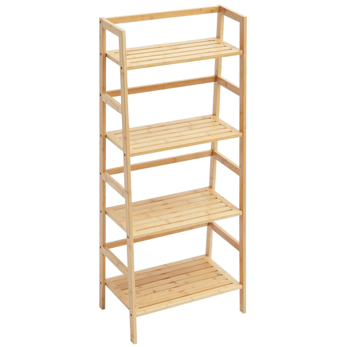 4-Tier Bamboo Ladder Shelf, Trapezoid Open Bookcase, Display Storage Rack Organizer, Freestanding Flower Plant Stand, Ladder Bookshelf Ideal for Bathroom, Bedroom, Office, Study, Natural