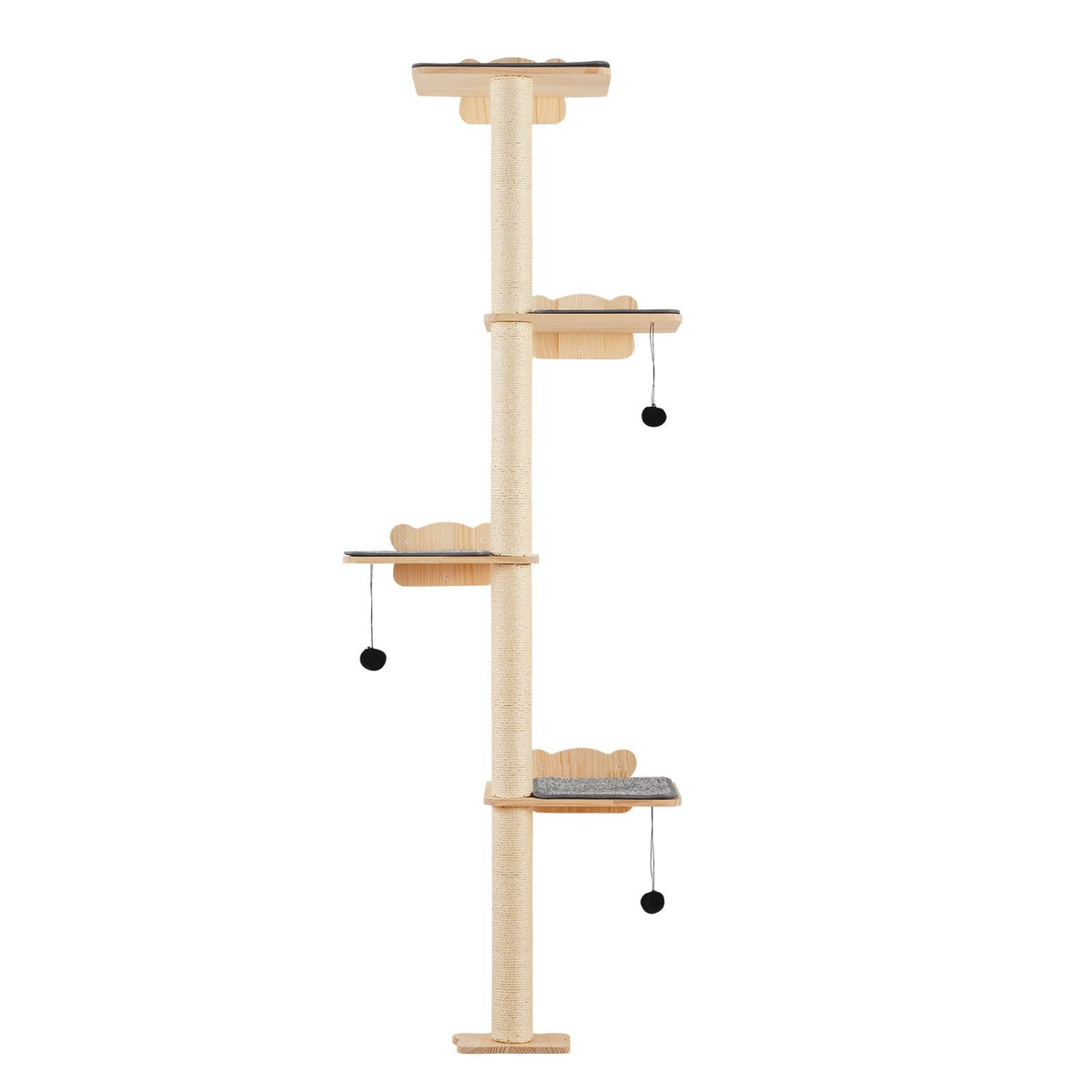 4 Tiers Cat Tree, Cat Wall Furniture Set with 4 Jumping Boards, Wall-Mounted Cat Floating Shelf up to 40 lbs, 12 mm Pine Wood Cat Perch for Sleeping, Playing, and Climbing