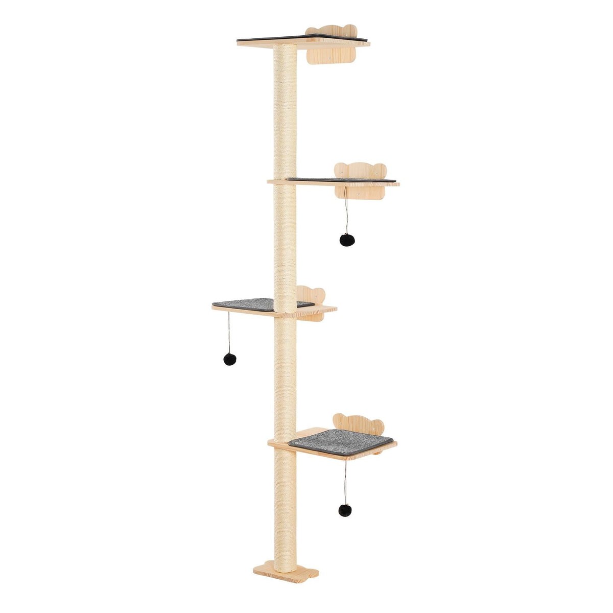 4 Tiers Cat Tree, Cat Wall Furniture Set with 4 Jumping Boards, Wall-Mounted Cat Floating Shelf up to 40 lbs, 12 mm Pine Wood Cat Perch for Sleeping, Playing, and Climbing
