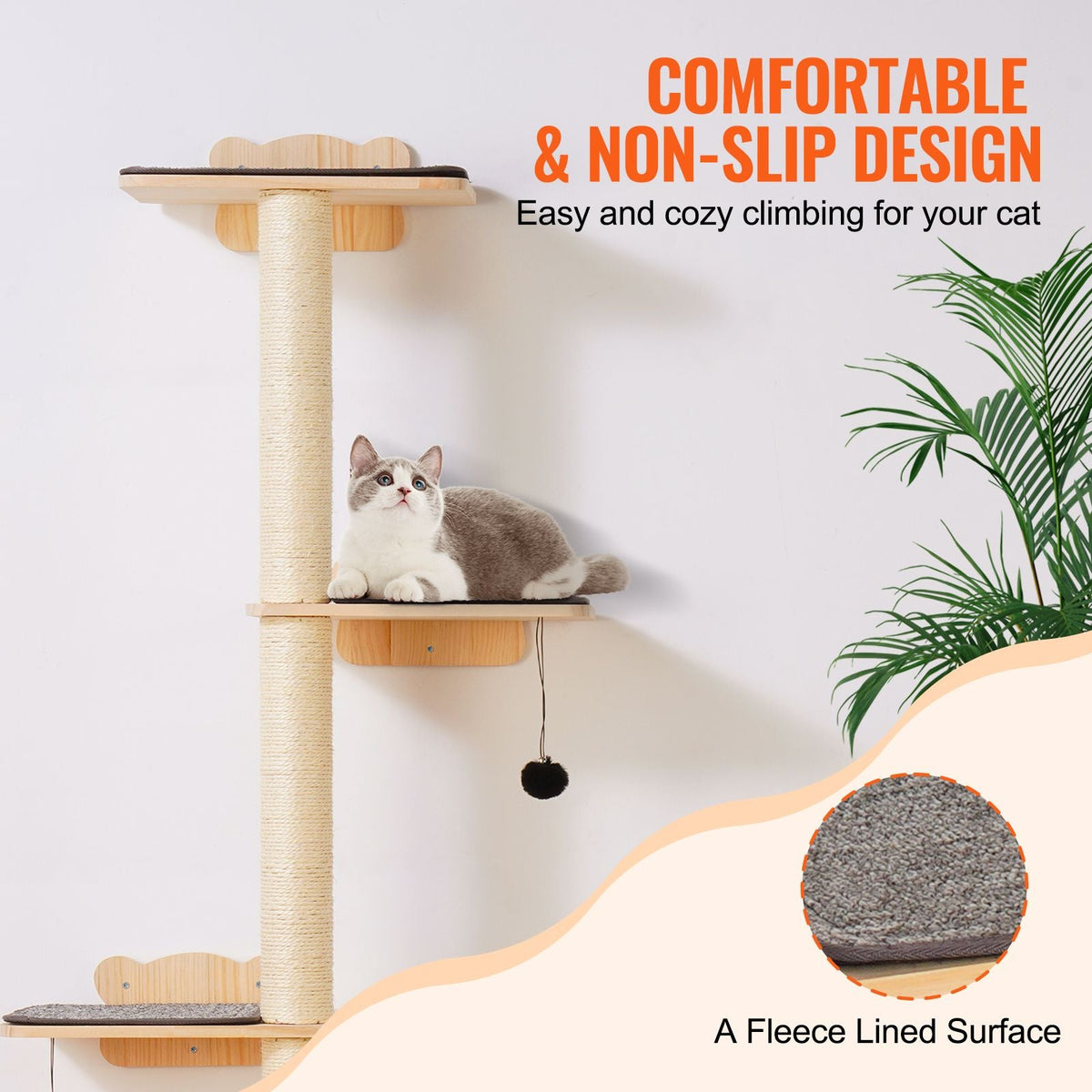 4 Tiers Cat Tree, Cat Wall Furniture Set with 4 Jumping Boards, Wall-Mounted Cat Floating Shelf up to 40 lbs, 12 mm Pine Wood Cat Perch for Sleeping, Playing, and Climbing