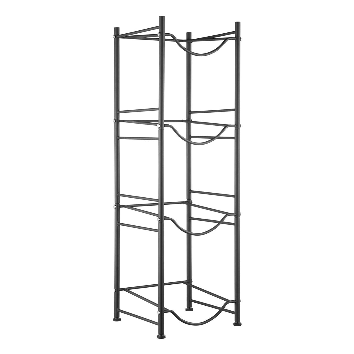 4 Tiers Water Jug Holder, 5 Gallon Water Bottle Holder, Single Row Water Bottle Rack for 4 Bottles, Heavy Duty Water Jug Rack for Kitchen, Office, Living Room, Black