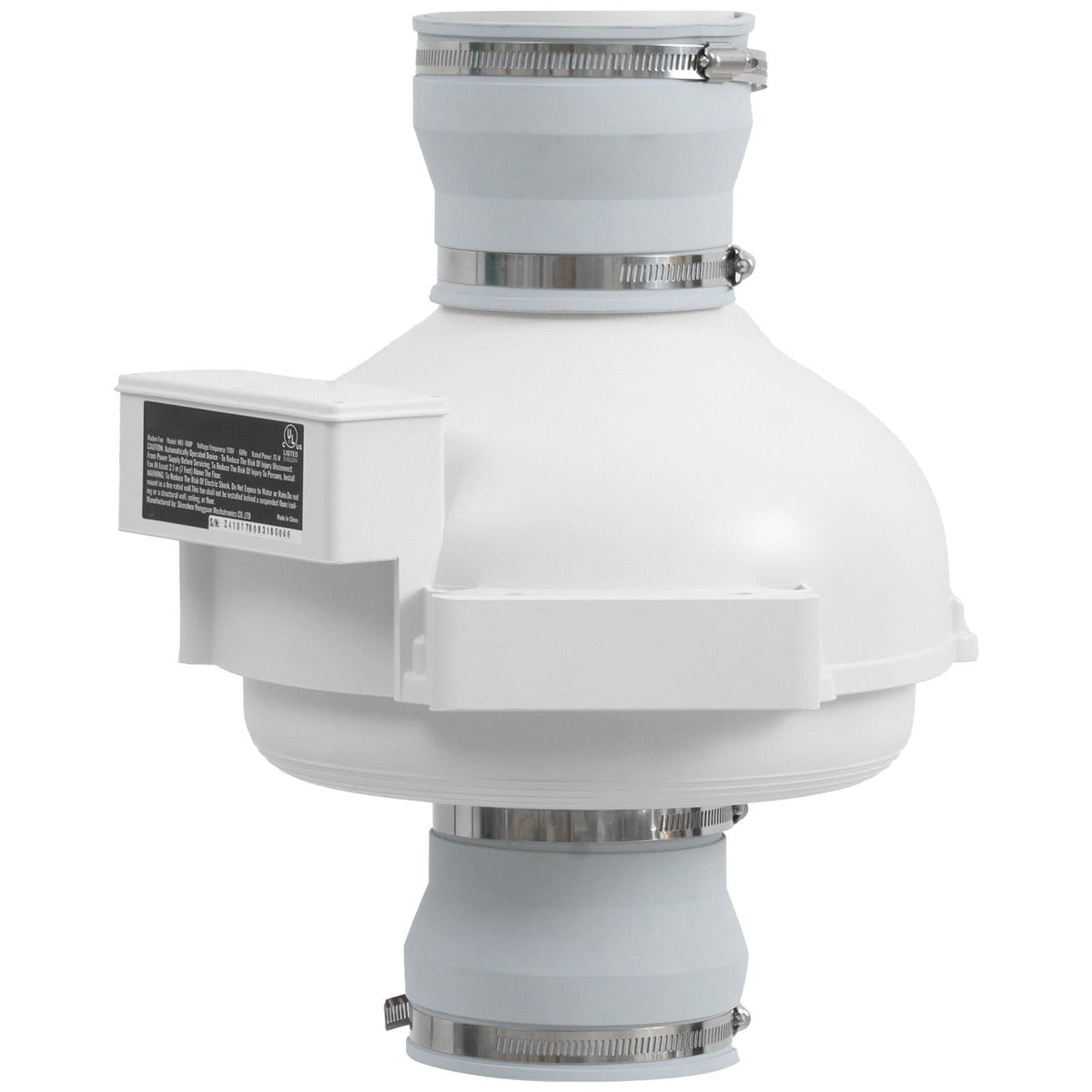 4 to 4.5 inch Radon Mitigation Fan System, Quiet 190 CFM Radon Mitigation Kit with 2 Couplers, Waterproof Radon Fan Electric Inline Duct Fan Exhaust Fan for Indoor Outdoor Ventilation
