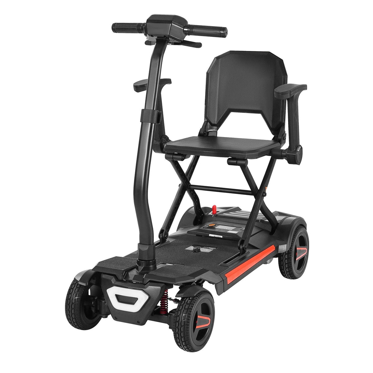 4-Wheel Electric Mobility Scooter for Adults & Seniors, Integrated Automatic Folding Mobility Scooter with Remote Control, NFC Keys & Long Range, 265LBS Loading All Terrain Travel Wheelchair
