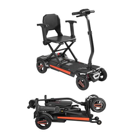 4-Wheel Electric Mobility Scooter for Adults & Seniors, Integrated Automatic Folding Mobility Scooter with Remote Control, NFC Keys & Long Range, 265LBS Loading All Terrain Travel Wheelchair