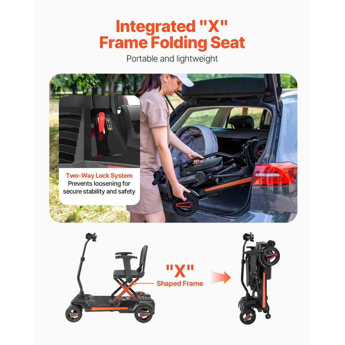 4-Wheel Electric Mobility Scooter for Adults & Seniors, Integrated Foldable Mobility Scooter with 9.3 Miles Long Range, All Terrain Travel Wheelchair with 9° Climbing Capacity & 265LBS Loading