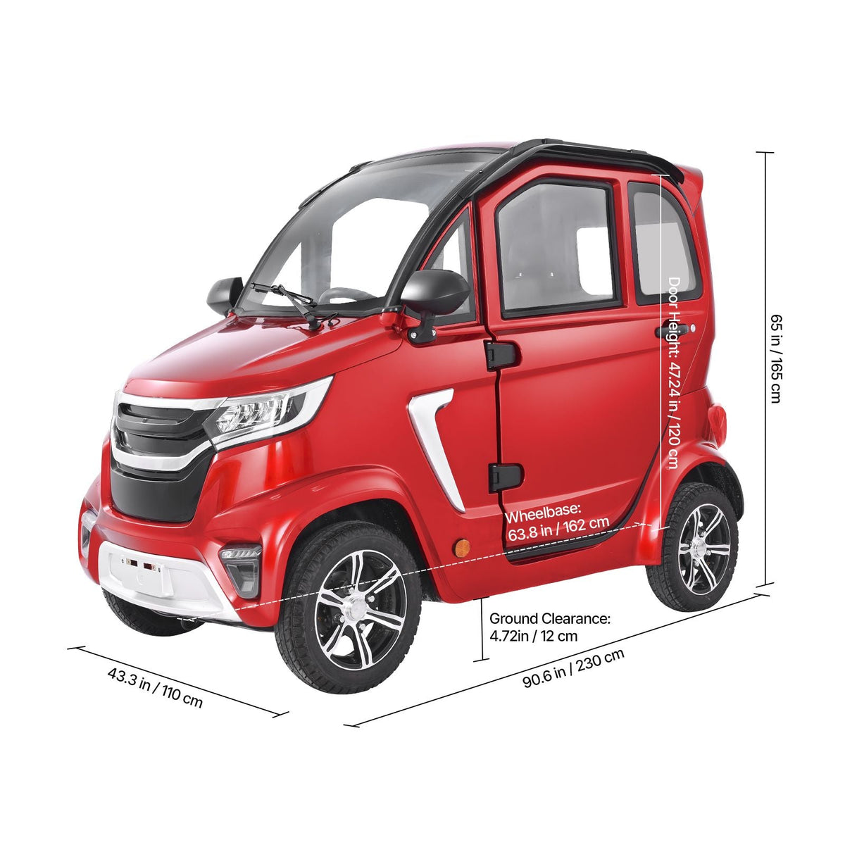4-Wheel Enclosed Mobility Scooter for Seniors Adults, 660lbs Capacity, 3-Seater 2000W Electric Recreational Mobility Scooter 45 Miles Long Range, Remote Unlock, All-Terrain for Touring Shopping