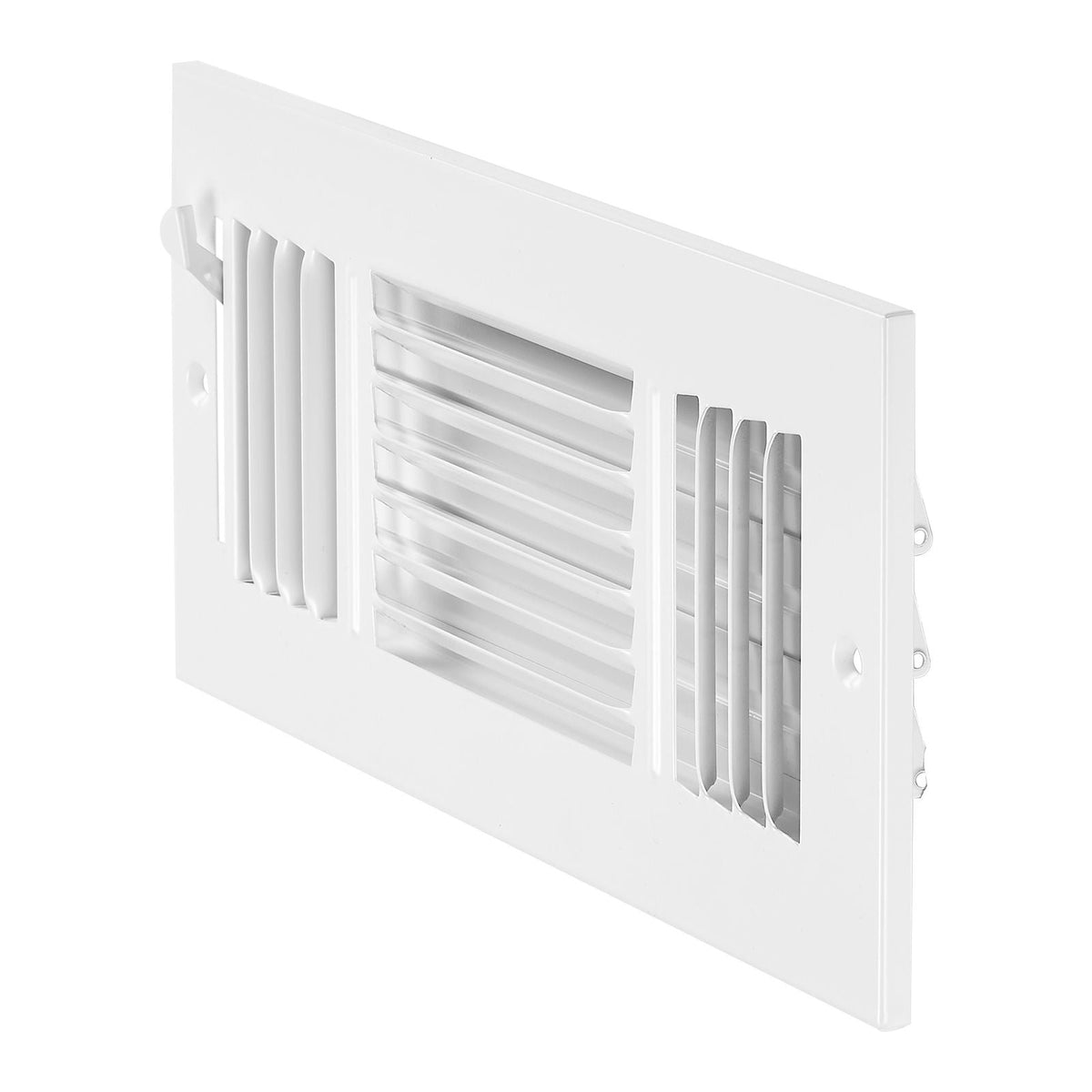 4 x 10 Inch Floor Registers, 6-Pack Floor Vents, HVAC 3-Direction Iron Vent Grilles for Home/Office Wall & Ceiling, Rustproof Anti-Peeling Air Vents Deflector Adjustable with Metal Damper, White