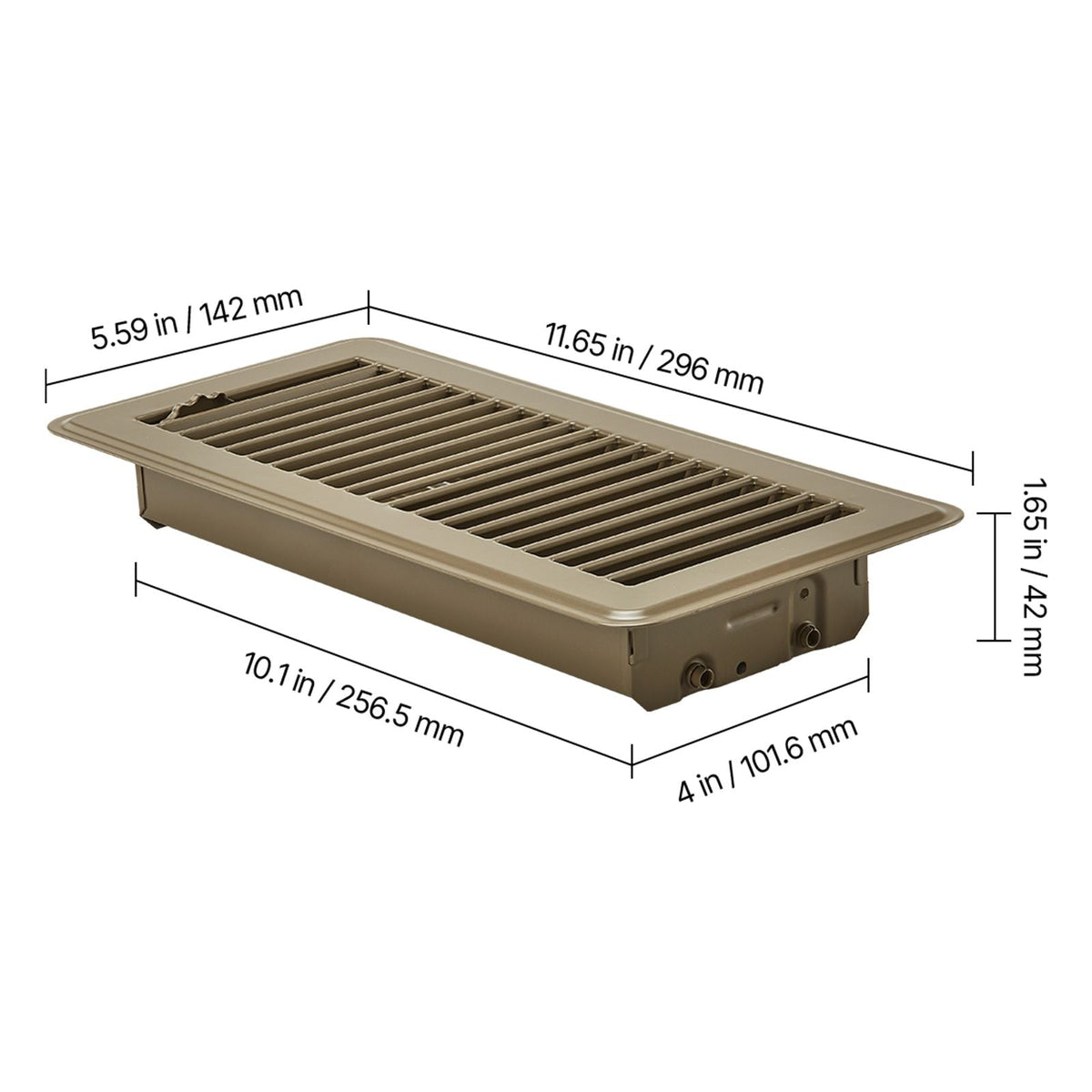 4 x 10 Inch Floor Registers, 6-Pack Vent Grilles, HVAC Heavy-Duty Walkable Iron Floor Vents, Easily Adjustable Rust-Proof Air Vents Deflector with Metal Damper, Ideal for Home & Office, Brown