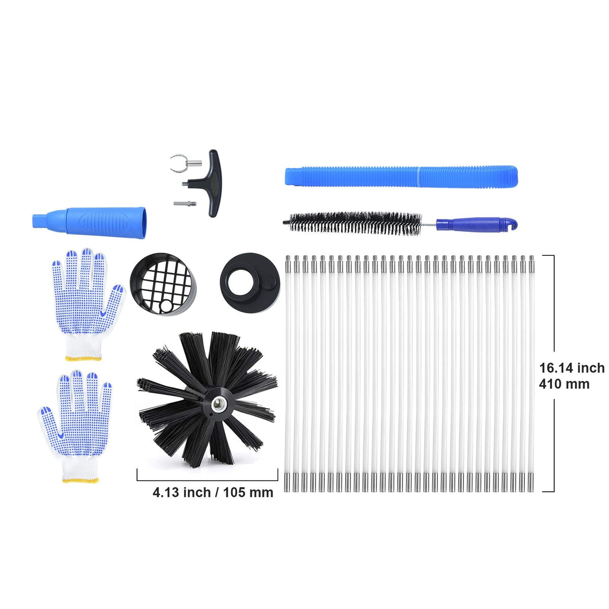 40 FEET Dryer Vent Cleaner Kit, 29 Pieces Duct Cleaning Brush, Reinforced Nylon Dryer Vent Brush with Complete Accessories, Dryer Cleaning Kit with Flexible Lint Trap Brush, Clamp Connectors