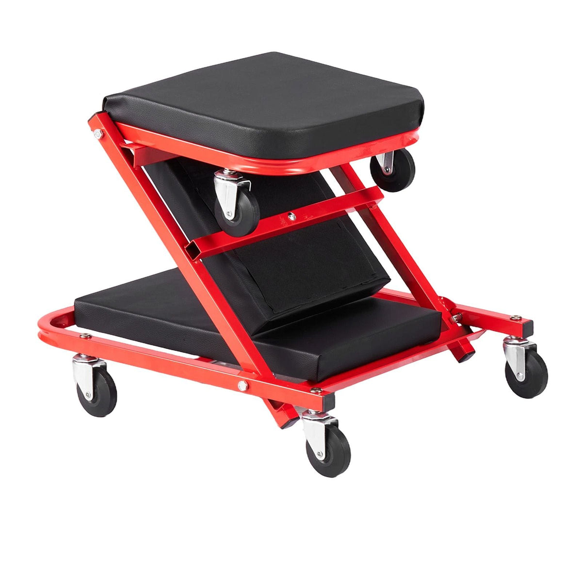 40 in 2-in-1 Folding Mechanic Creeper, Z Creeper Seat & Under Car Garage Roller, 450 lbs Rolling Creeper Stool with 6 Swivel Casters, Padded Headrest for Auto Repair