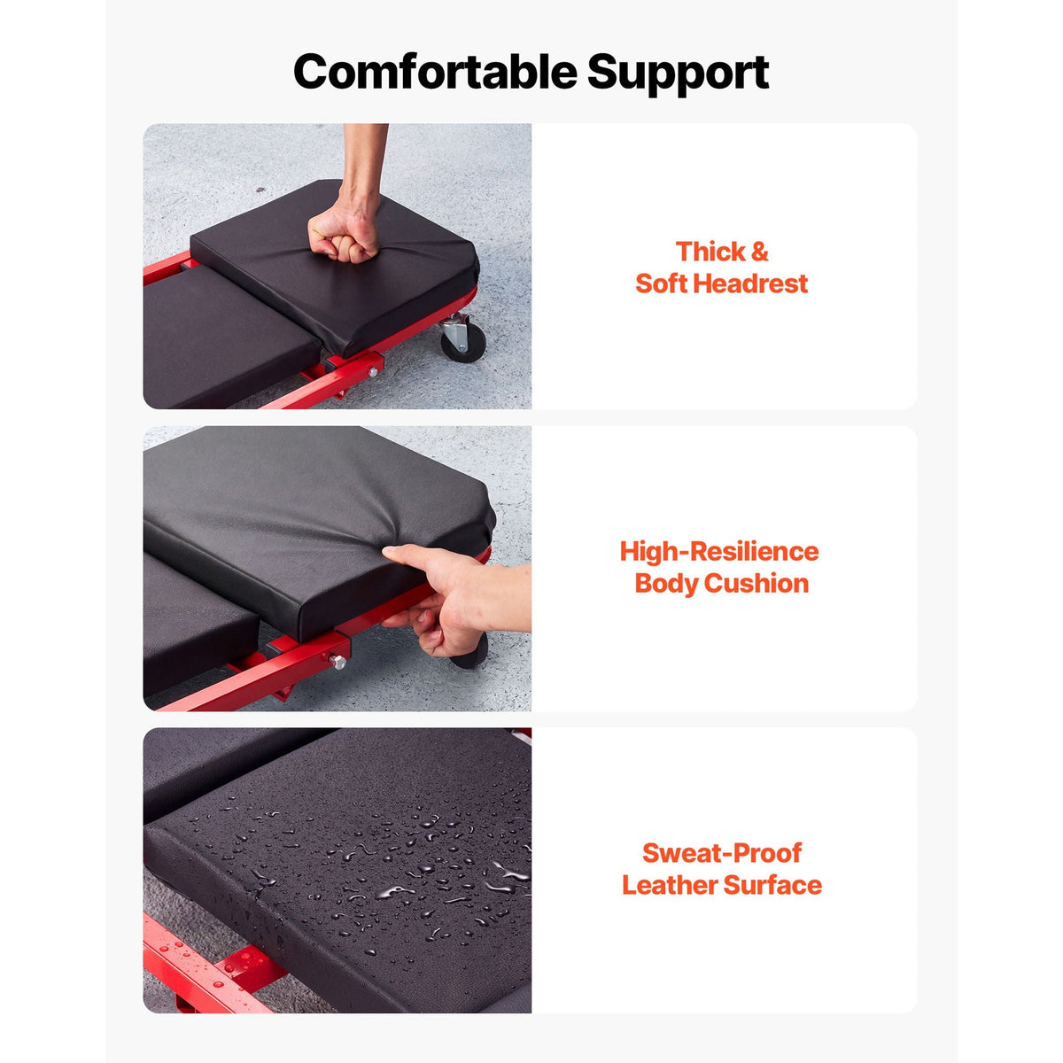 40 in 2-in-1 Folding Mechanic Creeper, Z Creeper Seat & Under Car Garage Roller, 450 lbs Rolling Creeper Stool with 6 Swivel Casters, Padded Headrest for Auto Repair