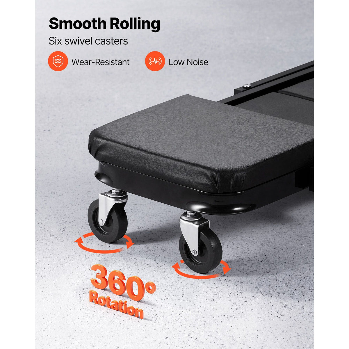 40 in 3-in-1 Folding Mechanic Creeper, Heavy Duty Z-Creeper Garage Roller, 480 lbs Under Car Rolling Creeper with 6 Swivel Casters, Padded Seat for Auto Repair