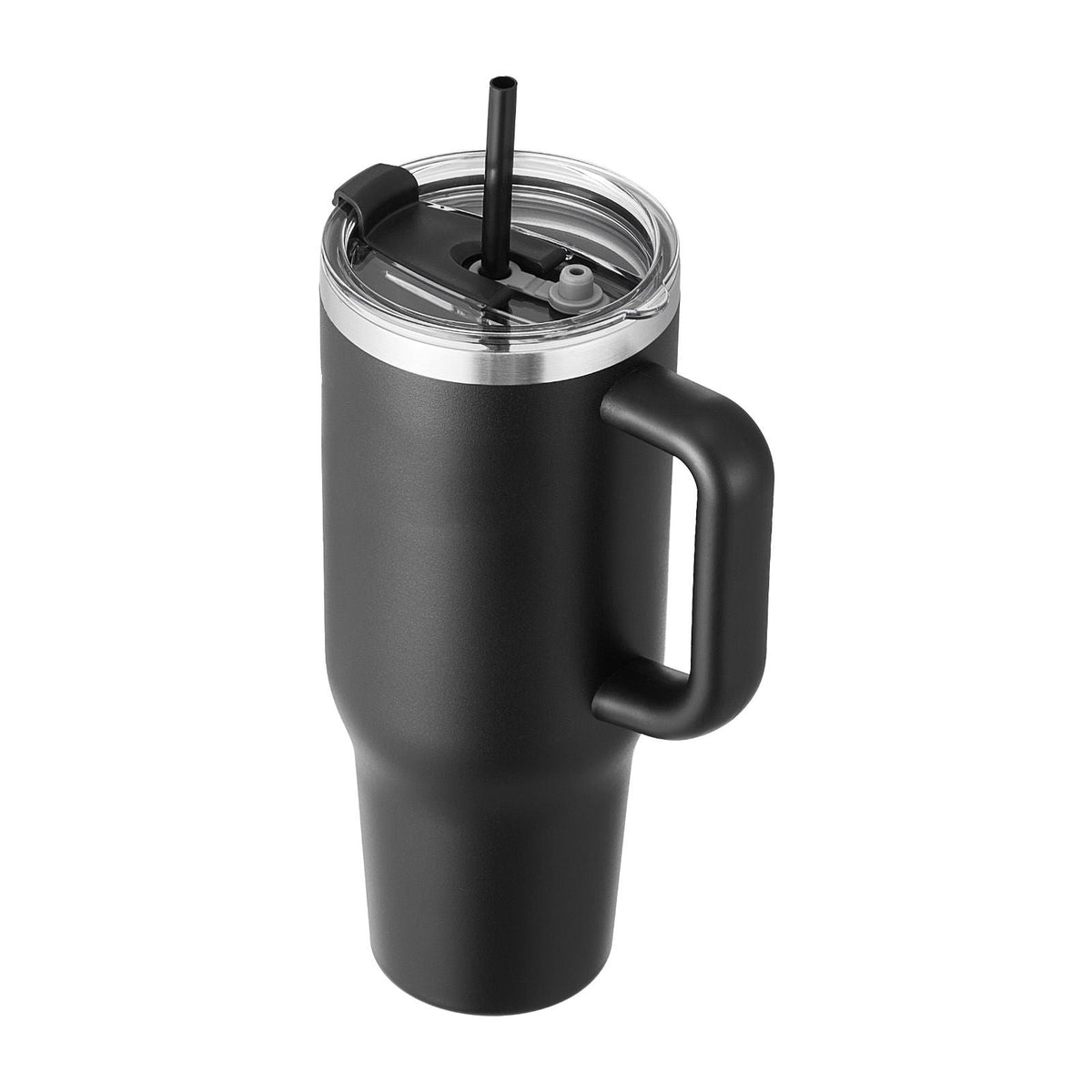 40 oz Insulated Water Bottle, Stainless Steel Sports Coffee Cup with Lid, Handheld Travel Coffee Mug Double Walled, Camping Hydration Flask Leakproof, for Indoor/Outdoor School, Work, Black