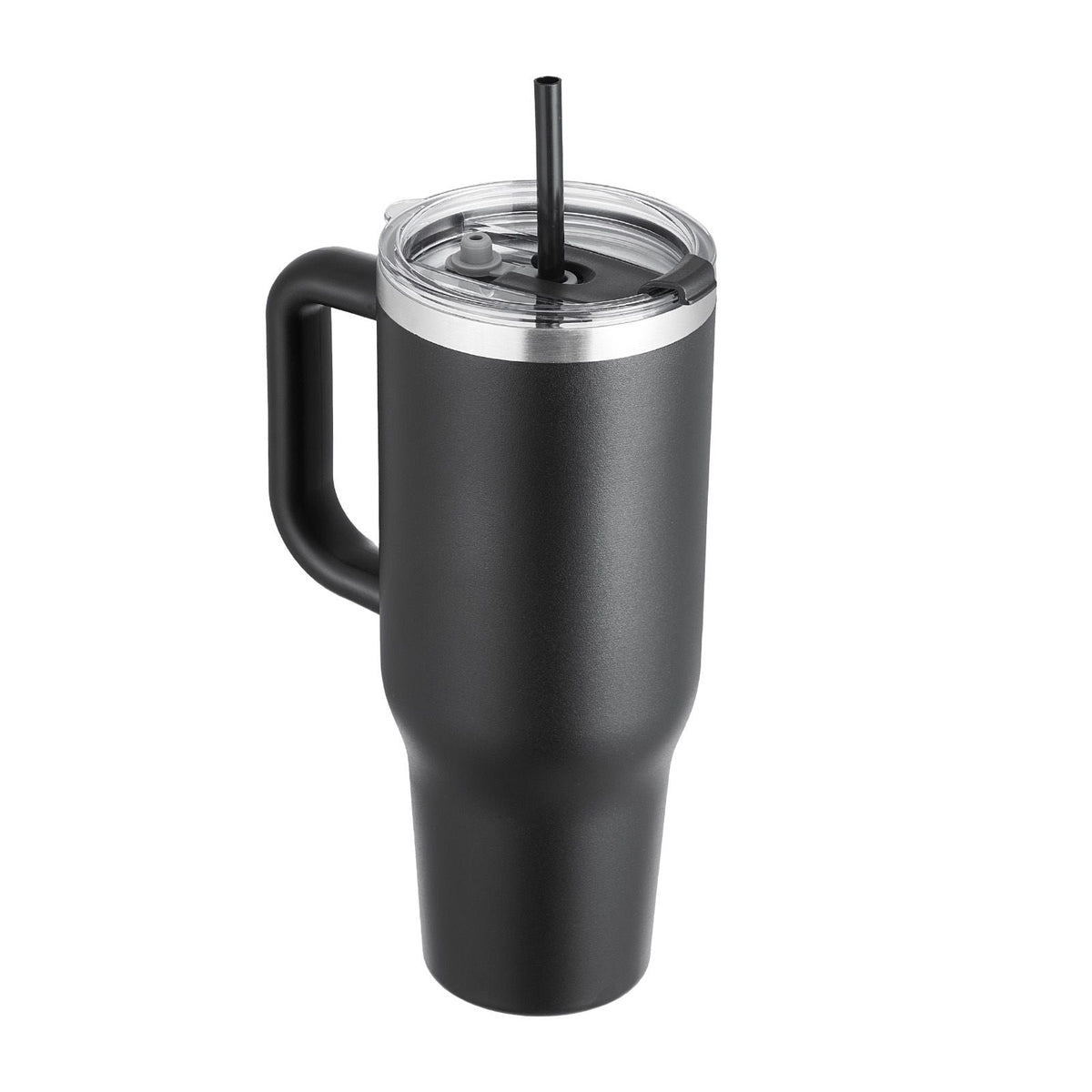 40 oz Insulated Water Bottle, Stainless Steel Sports Coffee Cup with Lid, Handheld Travel Coffee Mug Double Walled, Camping Hydration Flask Leakproof, for Indoor/Outdoor School, Work, Black