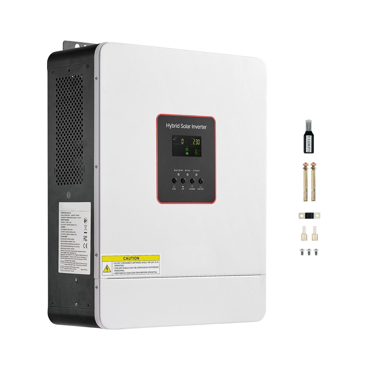 4000W Hybrid Solar Inverter, 24V DC to 230V AC, Pure Sine Wave Power Inverter Charger, with Built-in 120A MPPT Solar Controller, WiFi Module, Single-Phase, for Lead Acid Lithium Battery Off-Grid