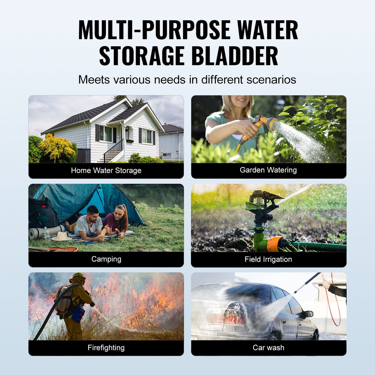 400L/105.7 Gallon Water Storage Bladder, RV Water Tank, 1000D Blue PVC Collapsible Water Storage Containers, Large Capacity Soft Water Bag, Portable Water Bladder, Fire Prevention, Camping