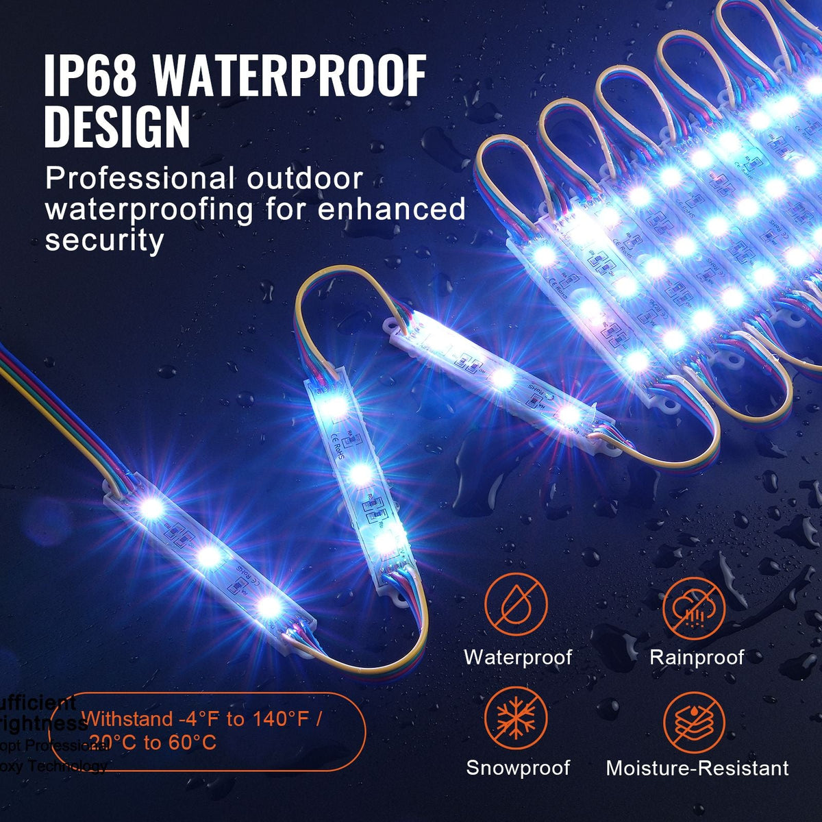 400PCS LED Storefront Lights, 207 ft, LED Module Lights, 5050 SMD 3-LED RGB Color Changing Window Lights with Remote Control for Business Store Window Advertising Letter Signs, IP68 Waterproof