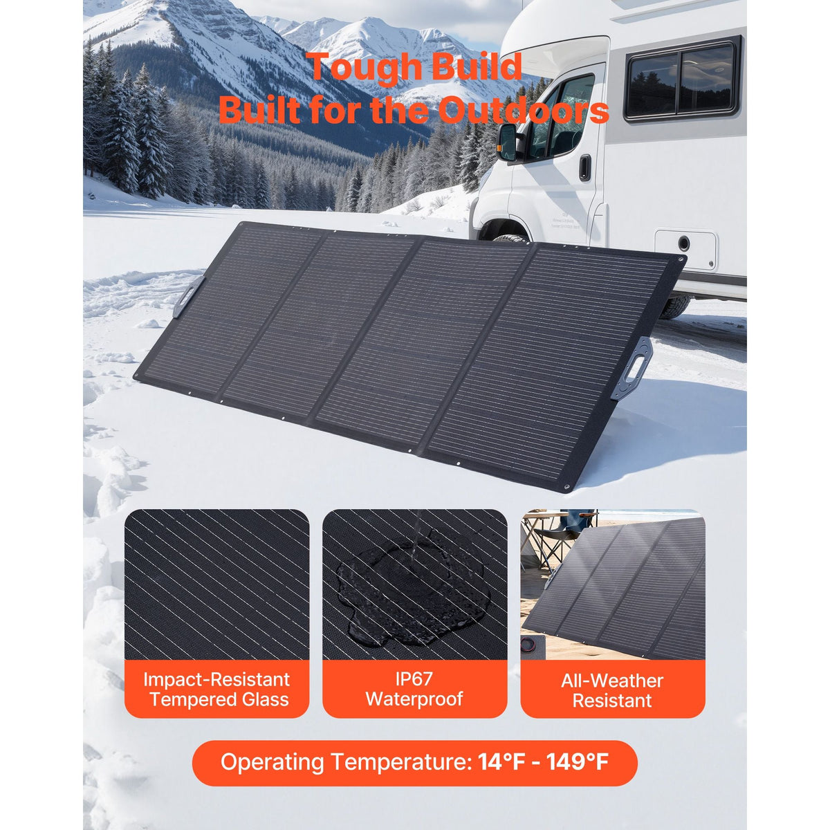 400W Foldable Solar Panel, 24% High-Efficiency Portable Monocrystalline Solar Panel Charger with MC4 Output & 10-in-1 DC Adapter, IP67 Waterproof for Power Stations, Camping, Hiking Trips