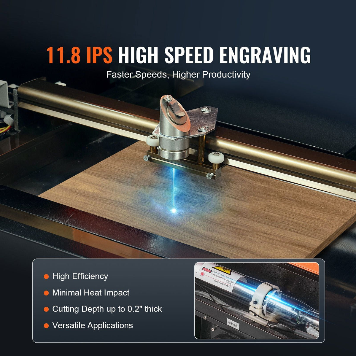 40W Desktop CO2 Laser Engraver, 12 x 8 in, 11.8 IPS Laser Cutter Machine with Water-Cooled Laser Tube, Compatible with CorelDRAW, Windows XP 7 8 10, EMF, JPG, PLT, WMF, for Wood Acrylic Fabric