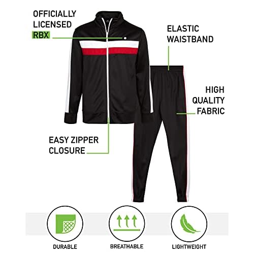 RBX Boys Tracksuit Set - 2 Piece Zip Up Tricot Track Jacket and Jogger Pants Outfit - Boys Athletic Sets (Sizes 8-12)