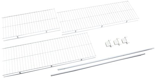 Rubbermaid Full Closet Organization Shelf System, Direct Wall Mount, Adjustable from 6.5-8 ft, Mounting Hardware Kit Included, White, Wire Shelving Organization for Home/Laundry/Mudroom/Pantry/Linen - size: 6.5'-8' Lengths, style: Full Closet Kit
