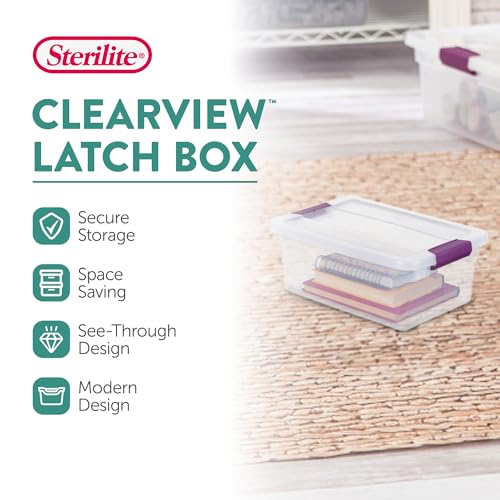 Sterilite 12-Pack ClearView Latch Box, Stackable Clear Organizer Bins with Lids, 6 Qt – Plastic Tote Containers for Closet, Office, Bedroom, Shelving Units and Everyday Home Storage Organization - size: 12 Pack, style: 6 Quart