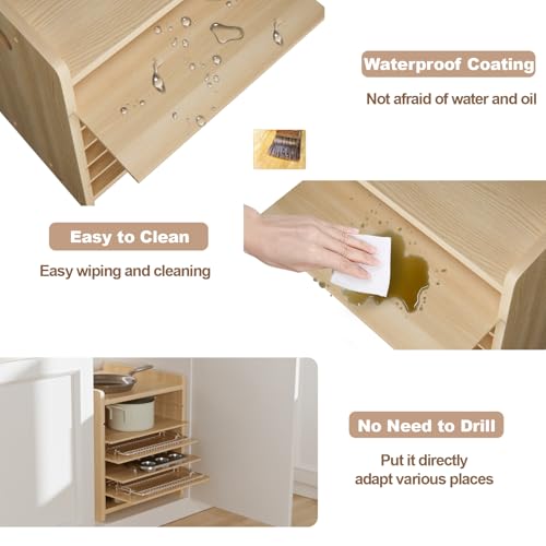 7 Tier Wooden Cookie Sheet Organizer for Cabinet Pot, Pans, Baking Tray Organizer for Kitchen Documents Storage(16.6" W x 16.5" H x 15.2" D) - size: 16.6" W x 16.5" H x 15.2" D