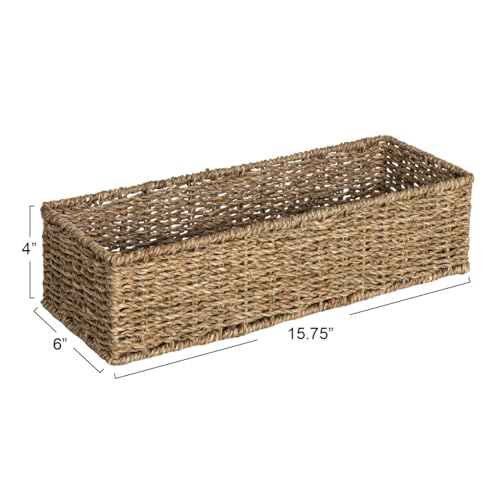 Household Essentials Handwoven Seagrass Rectangular Storage Basket, Natural - color: Natural Seagrass