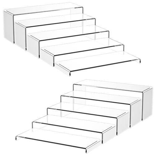 10 Pack Acrylic Spice Rack Organizer for Cabinet(10.8"~12.4"L), 5 Size Seasoning Organization with Non-Slide Silicone Pads, Clear Shelf Riser Storage Can & Cup for Kitchen Countertop, Cupboard, Pantry