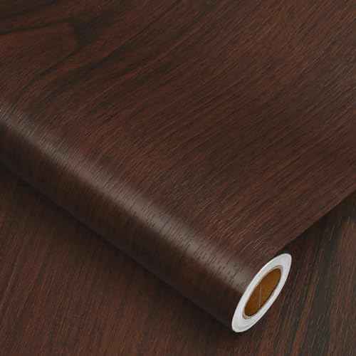 Heroad Peel and Stick Wallpaper Wood Contact Paper Red Brown Wood Grain Contact Paper Wallpaper Thicken Textured for Cabinets and Drawers Countertops Waterproof Self Adhesive Vinyl 17.5" x 78.7"