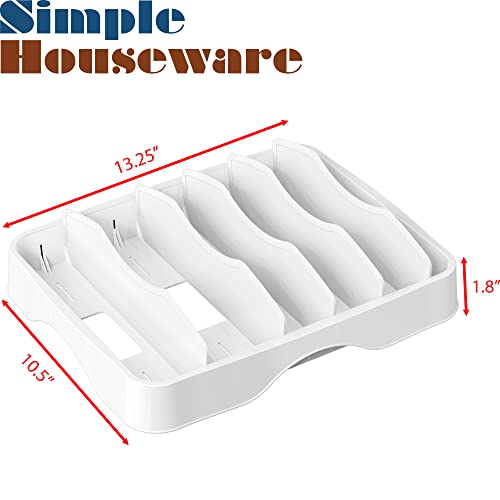Simple Houseware Food Container Lids Storage Organizer with Adjustable Dividers, 13''x10'', White - size: Large - 13.25'' x 10.5''