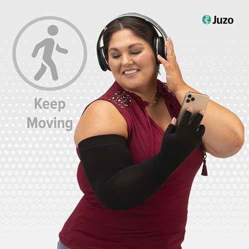 Juzo 2301 Seamless Compression Glove with Open Finger Slots, Black, Small