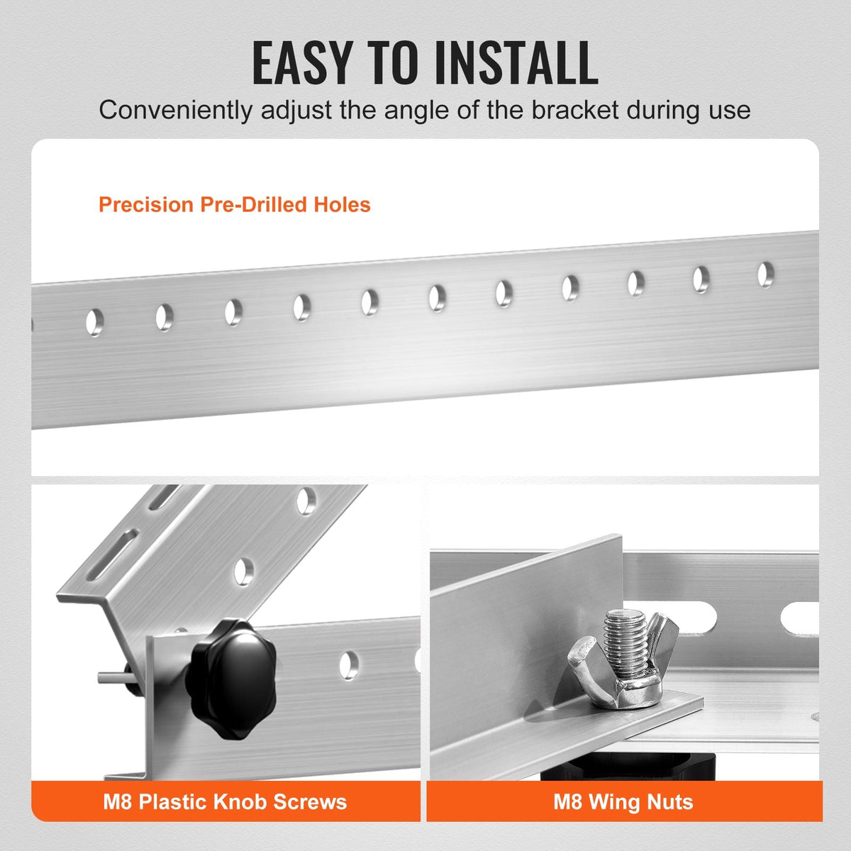 41-Inch Solar Panel Mounting Brackets, 0 to 90° Adjustable Tilt Mount Brackets Support 100-300W Solar Panels, Lightweight Aluminum Brackets with Folding Tilt Legs for RV, Roof, Boat, Off-Grid