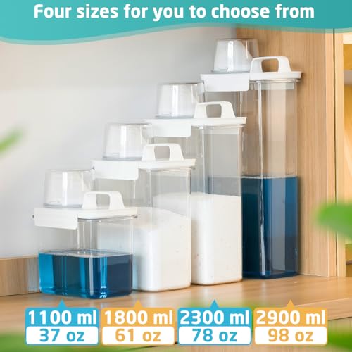 Laundry Detergent Dispenser-1 Pack, Detergent Dispenser with 4 Removable Labels, Laundry Soap Dispenser for Laundry Room Organization and Storage, BPA Free & PET Plastic Clear (98 oz) - size: 98 Fl Oz (Pack of 1)