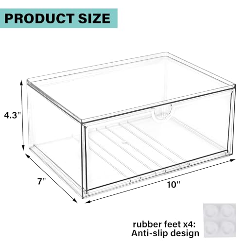 Prsildan Acrylic Makeup Organizer Stackable Clear Storage Drawers for Baby Bottles Desk Organizers for Countertop Vanity Nursery Adjustable Modular System for Cosmetics Jewelry - style: Style1-1 Drawer