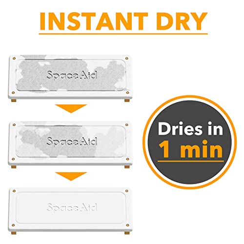 SpaceAid DryingNeat Sink Organizer, Instant Dry Sink Caddy Organizers, Kitchen Sponge Soap Holder Dispenser, Countertop Fast Drying Rack (Bamboo Feet, White) - color: White