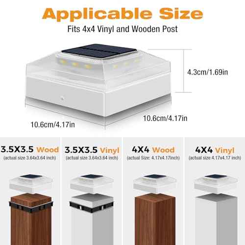 4x4 Solar Post Cap Lights Outdoor ? 12 Pack Fence Post Light with 3 Color Modes, Waterproof Solar Powered Deck Lights for Vinyl/Wooden Posts Top, Garden-White
