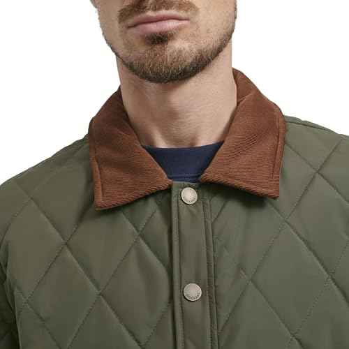 DOCKERS mens Diamond Quilted Jacket With Corduroy Collar