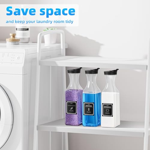 Laundry Detergent Dispenser,54oz Fabric Softener Dispenser,Plastic Liquid Laundry Detergent Container,Laundry Detergent Organizer for Laundry Room Organization with 4 Labels,3 Pack,Black - color: Black