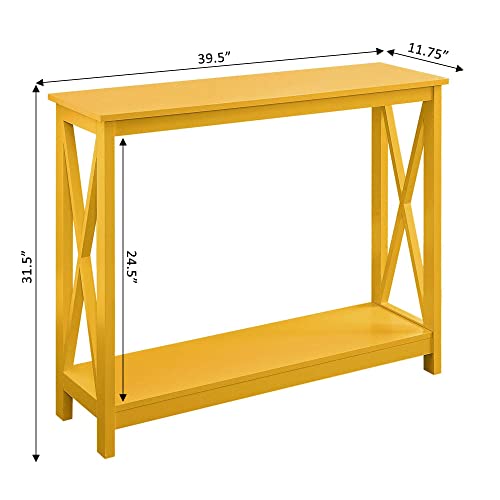 Convenience Concepts Oxford Console Table 39.5" - Sofa Table with Storage Shelf, Transitional Entryway Hall Table for Living Room and Bedroom, Display Foyer Table, Yellow - color: Yellow
