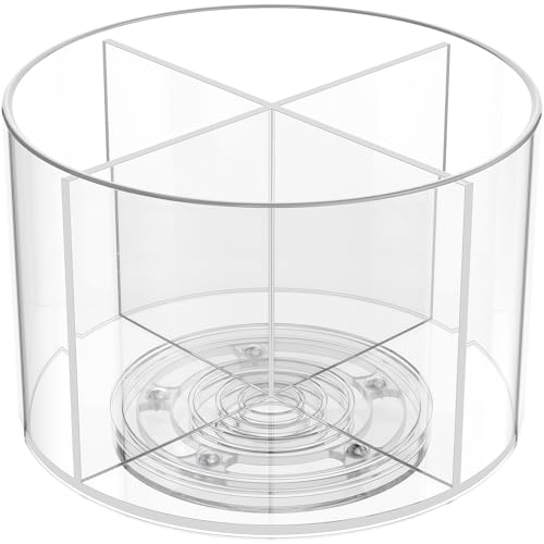 2-Pack Divided Drink Packet Organizer, Rotating Turntable Organizer, Spinning Powdered Drink Mix Holder, Clear Lazy Susan Turntable, Divided Water Drink Packet Storage Organizer - size: 2 Pack - 4 Section