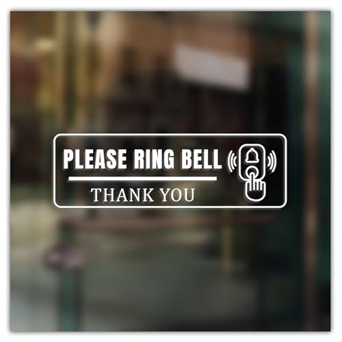 (3 PCS) Please Ring Bell Sign Vinyl Sticker Decal for Business Office Store Shop Door Wall Window Entry Notice Waterproof Durable Easy to Apply Indoor Outdoor Use 7 x 2.17 Inches