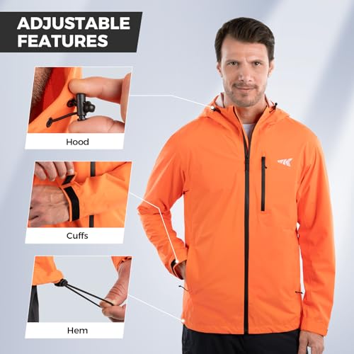 KastKing HydroArmor Lightweight Rain Jacket, 2.5-Layer Waterproof Fishing Hiking Rain Suit for Men, Packable Rain Gear