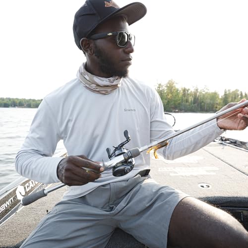 Simms SolarFlex Crewneck Long Sleeve Fishing Shirt for Men: UPF 50+ Sun Protection, Quick-Dry, Odor-Resistant (Seaport/Bright Blue, X-Large)
