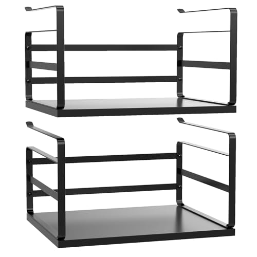 2 Pack Large Under Shelf Basket, Black Undershelf Storage Basket, Heavy Duty Slide-in Hanging Storage Basket, Metal Under Cabinet Organizer for Kitchen, Pantry, Desk, Bookshelf, Cabinet - size: 2 Pack Large Black