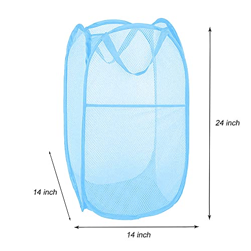 Larpur Pop up Laundry Hamper, Collapsible Laundry Basket, Portable Mesh Clothes Hamper for Home Room, College Dorm, Apartment, Foldable Hamper with Carry Handles, Sky Blue - color: Sky Blue